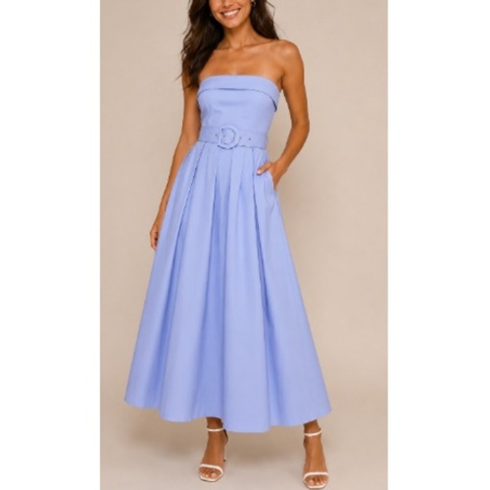 Lulus Women's Periwinkle Trendsetting Choice Strapless Midi Dress Size S NWT